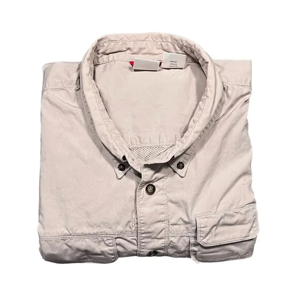 The North Face Beige Utility Hiking Fishing Short Sleeve Button Shirt Mens XL